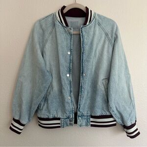 Vintage inspired denim varsity jacket
